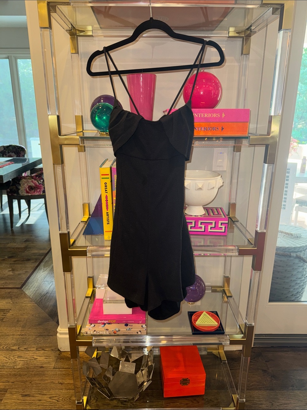 Free People Black Spaghetti Strap romper with pockets!